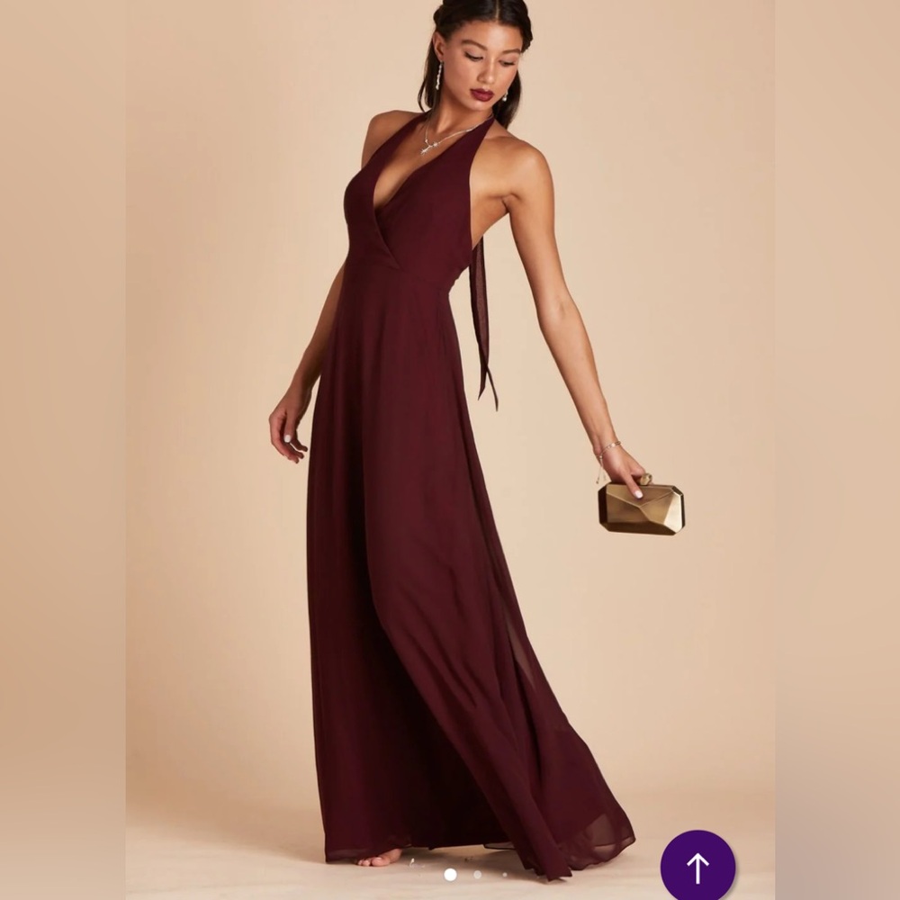 Birdie Grey Burgundy Halter Gown Size M